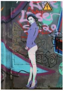 Queen Elizabeth II As Sexy Punk Rocker Rocker German Graffiti Art Postcard