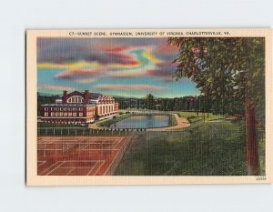 Postcard Sunset Scene, Gymnasium, University Of Virginia, Charlottesville, VA