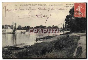 Old Postcard Villeneuve Saint Georges S and O Suspension Bridge