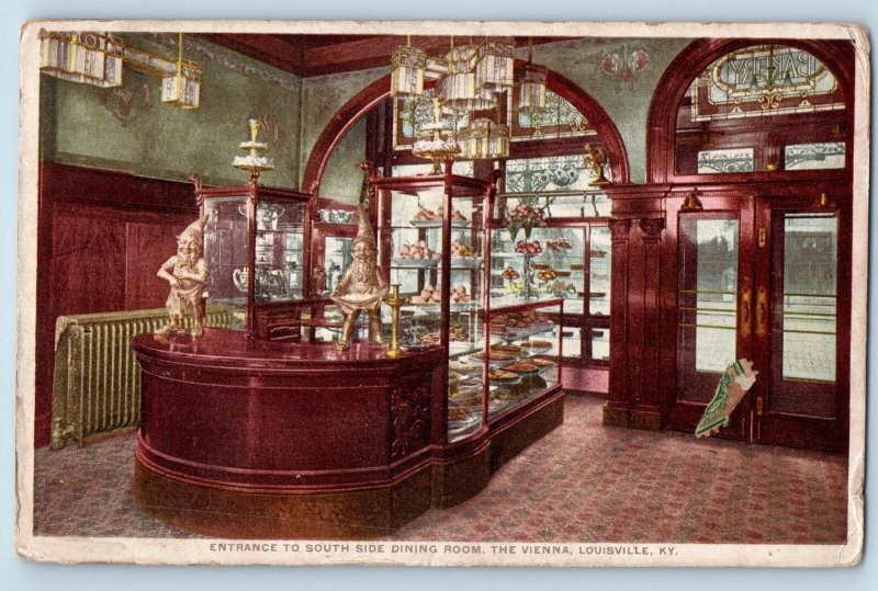 Louisville Kentucky Postcard Entrance To South Side Dining Room The Vienna 1912