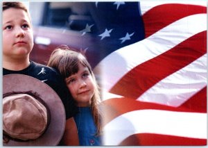 Postcard - Children with Flag of the United States