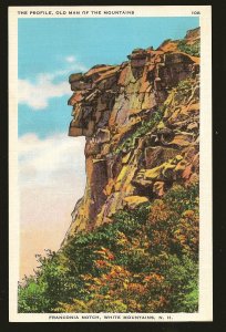 USA The Profile Old Man of The Mountains White Mountains N. H. Linen Postcard