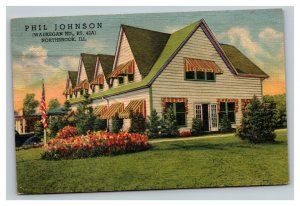 Vintage 1940's Advertising Postcard Phil Johnson Restaurant Northbrook Illinois