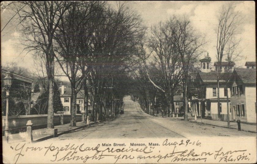 Monson Ma Main St C1910 Postcard United States Massachusetts