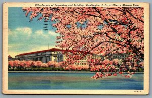 Postcard Washington D.C. 1944 Bureau of Engraving & Printing Cherry Blossom Time