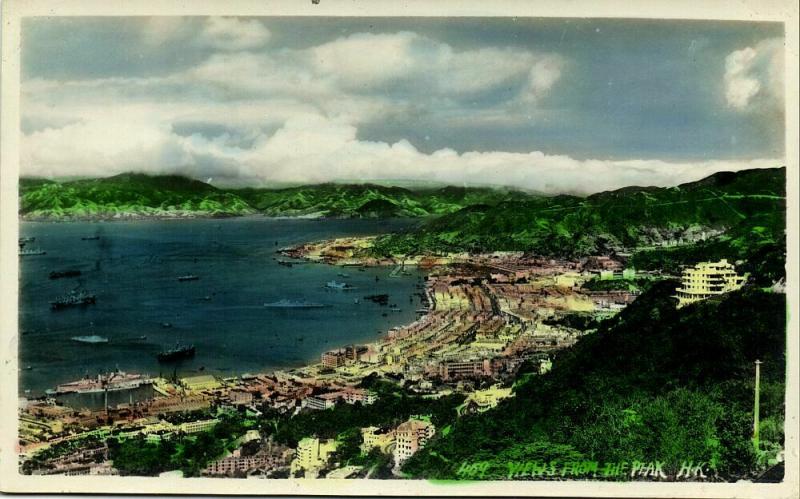 china, HONG KONG, Views from the Peak (1950s) Tinted RPPC