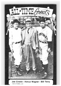 1973 Joe Cronin Honus Wagner Bill Terry Tcma All Time Greats Postcard Hof Vg-Ex 