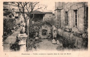 VINTAGE POSTCARD PONTOISE SCULPTURES IN THE GARDENS OF THE MUSEUM FRANCE 1920's