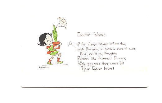 E Weaver, Girl with Easter Lily and Poem,