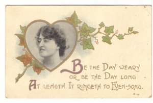 Pretty Lady In Heart - Ivy - Vintage Greetings Postcard