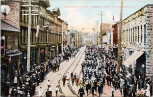 Vancouver BC Cordova Street looking West Marching Band Postcard H25