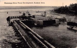 KEOKUK IOWA MISSISSIPPI RIVER POWER DEVELOPMENT~ELEVATED VIEW~CURTEICH POSTCARD