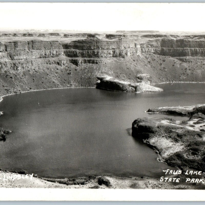 1940s Washington Channeled Scabland RPPC Dry Falls Lake Photo Ice Age Flood A194