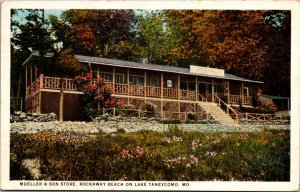 Postcard Mueller & Son Store, Rockaway Beach on Lake Taneycomo, Missouri