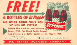 Dr Pepper Coupon Adv 2 Cent Postal Vintage Postcard AA71201