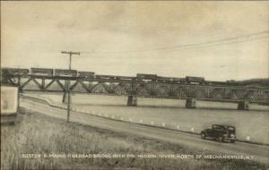 Mechanicville NY b&M RR Train Bridge - Postcard