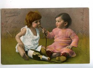 240032 Little Girls KIDS with CHAMPAGNE Pacifier Vintage PC