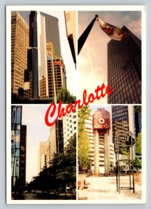 The Queen City Downtown Charlotte North Carolina US Flag 4x6 Postcard 1806