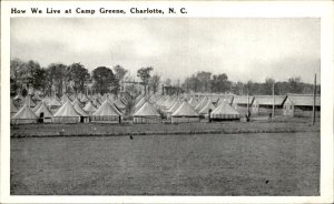 Charlotte North Carolina NC Camp Greene WWI c1915 Vintage Postcard