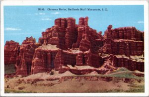 Postcard SD Chimney Rocks, Badlands National Monument