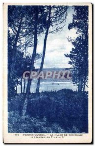 Old Postcard Perros Guirec Trestraou Beach In A Travers les Pins