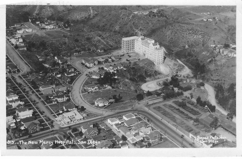 RPPC The New Mercy Hospital, San Diego, California 1933 Vintage Postcard