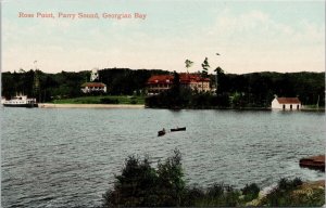 Rose Point Parry Sound Georgian Bay Ontario ON Boats Steamer Unused Postcard H28