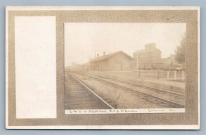 CLARENCE IA RAILROAD RAILWAY STATION DEPOT ANTIQUE REAL PHOTO POSTCARD RPPC