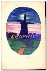 Old Postcard Fancy (drawing hand) Windmill