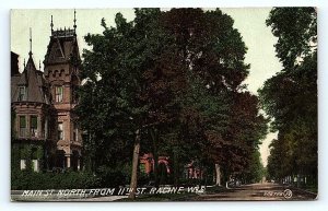RACINE, WI Wisconsin ~ MAIN STREET NORTH Mansion c1910s  Postcard