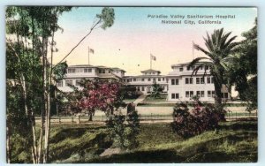 NATIONAL CITY, CA ~ Handcolored PARADISE VALLEY SANITARIUM HOSPITAL  Postcard