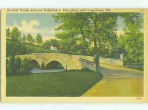 Unused Linen BRIDGE SCENE Hagerstown Maryland MD HJ0166