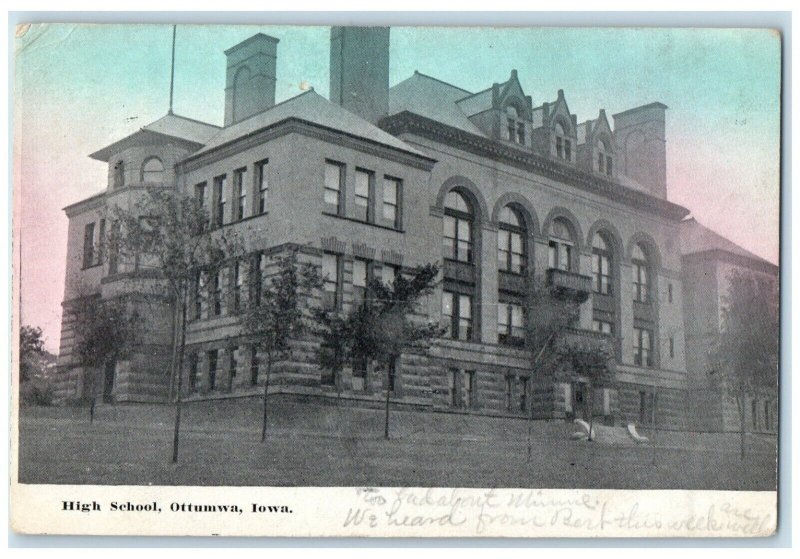 1910 Exterior View High School Building Ottumwa Iowa IA Antique Vintage Postcard