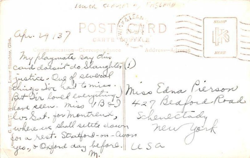 Lower Slaughter United Kingdom, Great Britain, England 1937 Missing Stamp 