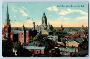 Evansville Indiana IN Postcard Bird's Eye View Of Residence Section 1916 Antique