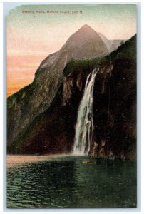 c1910's Scenic View Sterling Falls Milford Sound 505 Ft., New Zealand Postcard
