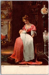 Motherhood Young Lady Nursing The Baby Puritans Series Postcard