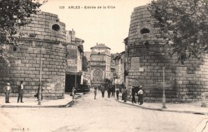 Vintage Postcard  Entree De La Ville Village Entrance Arles France