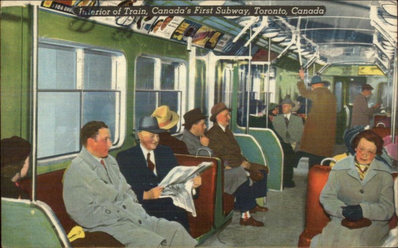 Toronto - Canada's First Subway Car Interior NICE LINEN Postcard