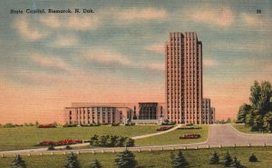 Vintage Postcard State Capitol Building Historic Landmark Bismarck North Dakota