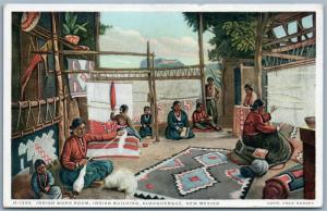 INDIAN BUILDING ALBUQUERQUE N.M. WORK ROOM ANTIQUE POSTCARD