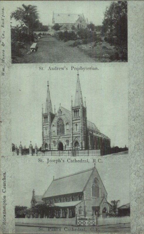 Rockhampton Queensland Australia Churches USED Postcard jrf