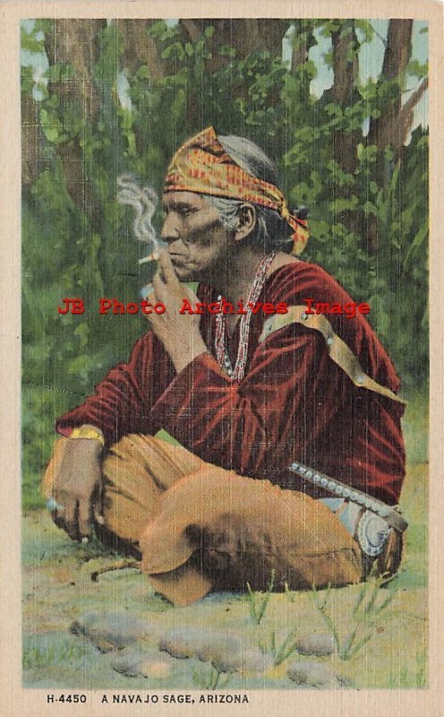 Native American Navajo Indian Smoking Cigarette in Sage, Arizona