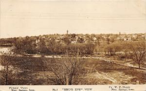 Nora Springs Iowa Bird's Eye View~Houses-Water Tower-Shell Rock River~1909 RPPC