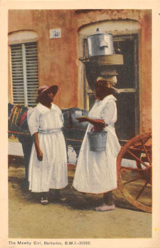 Barbados BWI Mawby Girl with Container on Head Vintage Postcard JD933777