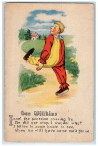 c1910's Gee Wilihins Clown Suit Walking Lowell Massachusetts MA Antique Postcard