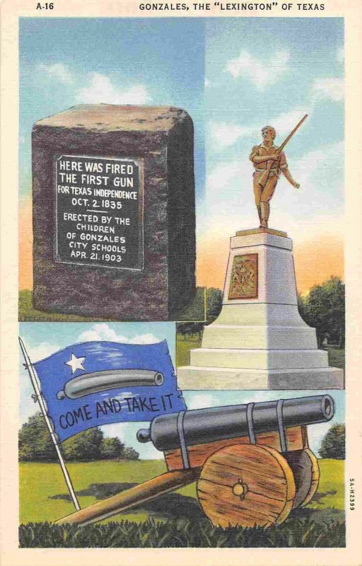 Gonzales The Lexington of Texas Independence linen postcard