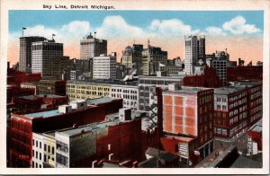 Skyline Detroit Michigan Vintage Postcard C160
