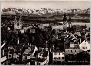 Von Der Urania Aus Zurich Switzerland Mountain View Real Photo RPPC Postcard