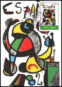 St. Thomas and Prince - Maximum card Abstract,by Miro 1984